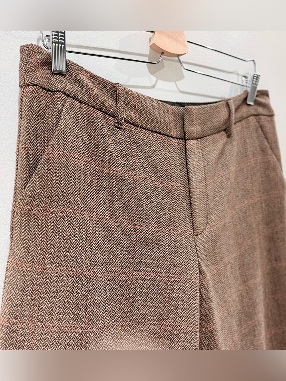 Bossini Brown Plaid Wool Blend Culottes Wide Leg Capris - Size XL - Picture 3 of 10